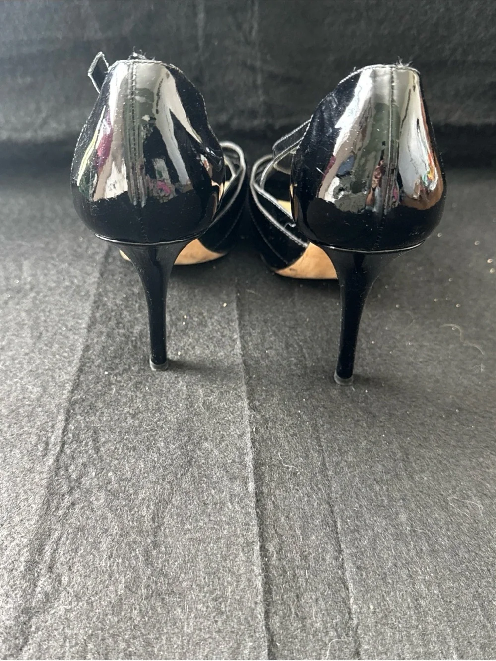 Kate Spade Black Patent Leather Platform Stiletto Heel Peep Toe Shoes Size 6.5